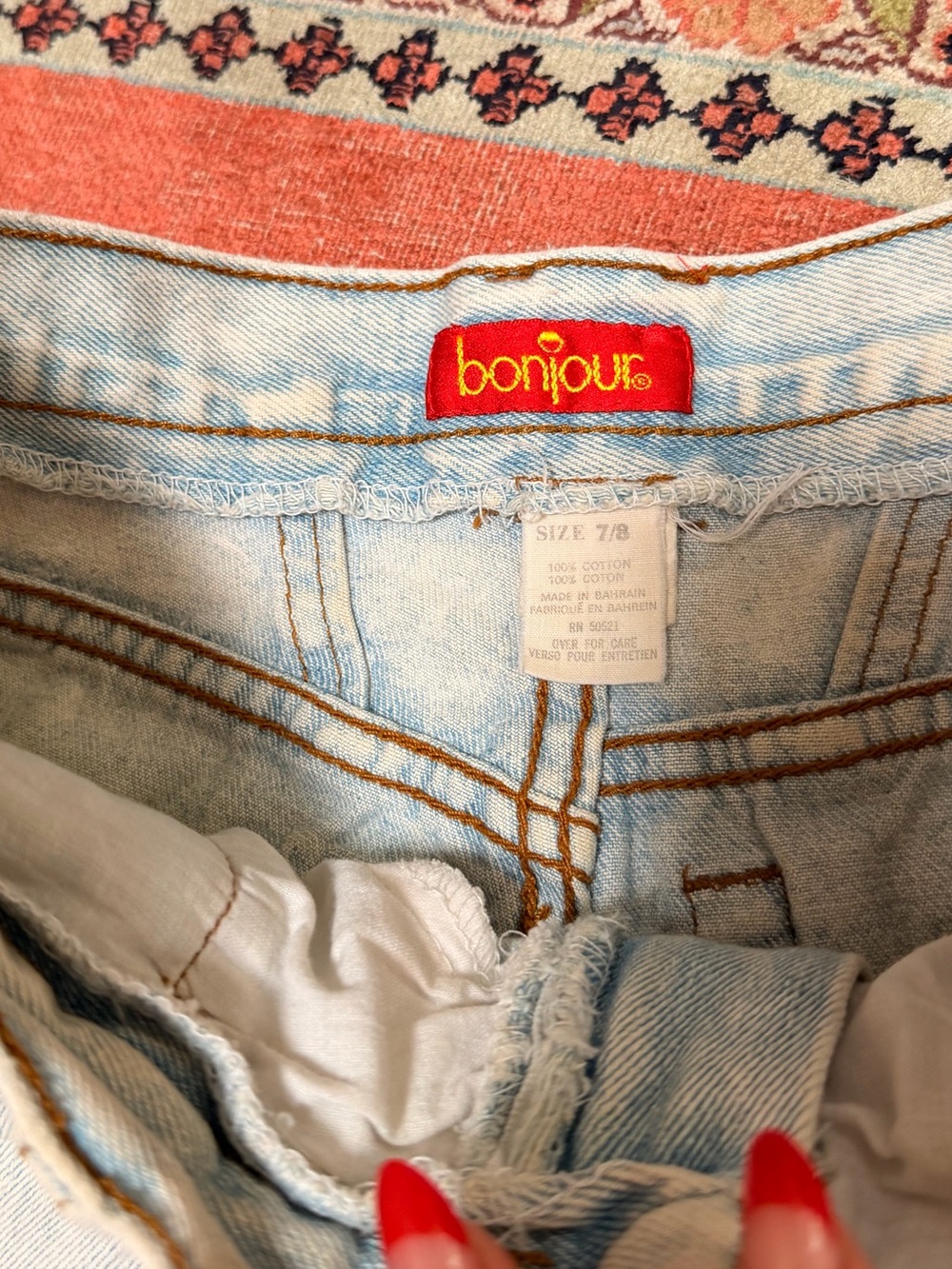 BONJOUR VINTAGE LIGHT WASH HIGH WAIST BOW DETAIL JEANS Sz 26 - Picture 9 of 9